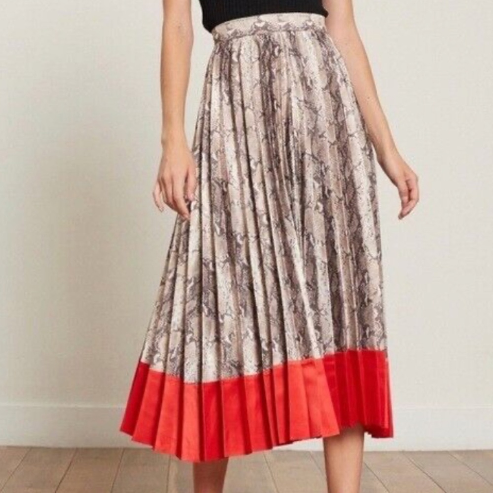 Lucy Paris Python Accordian Pleated Midi Skirt Size S